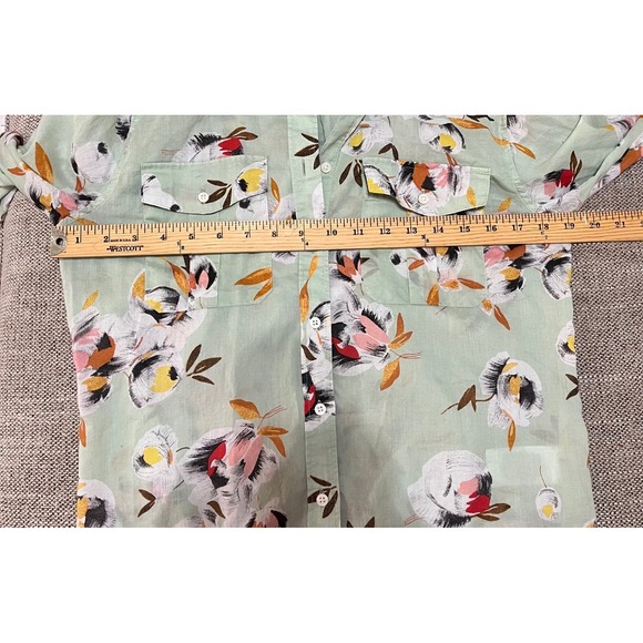 Lauren Ralph Lauren SPRING Women's Green Floral Button Down Shirt Size Medium - Picture 4 of 6